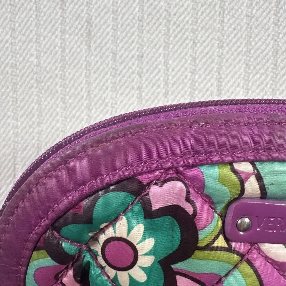 Vera Bradley Floral Coin Purse Zip Pouch Quilted Purple Multicolor Wallet - Picture 15 of 16